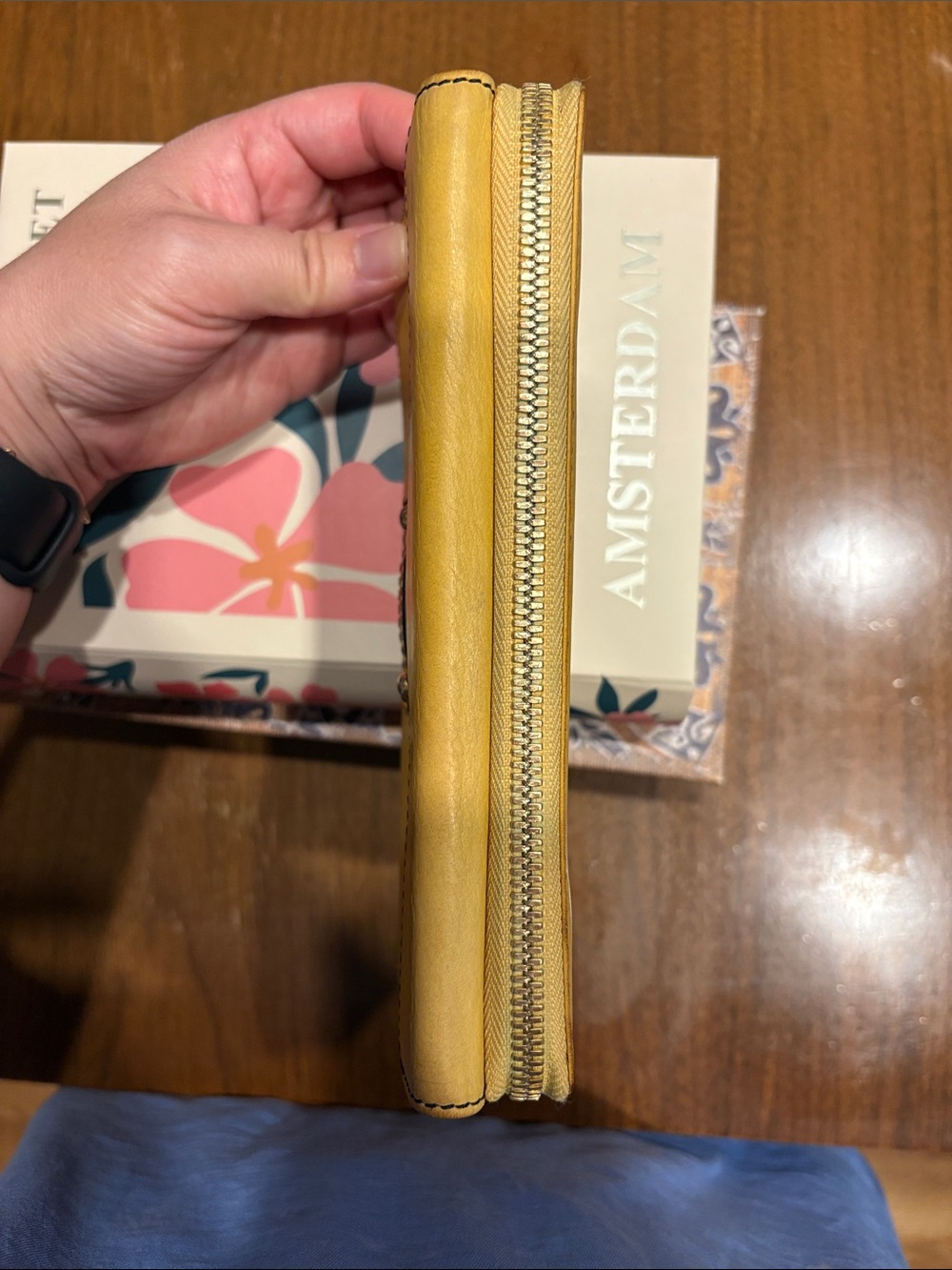 Loewe Mustard Yellow Leather Wallet with Embossed Logo - Picture 6 of 10